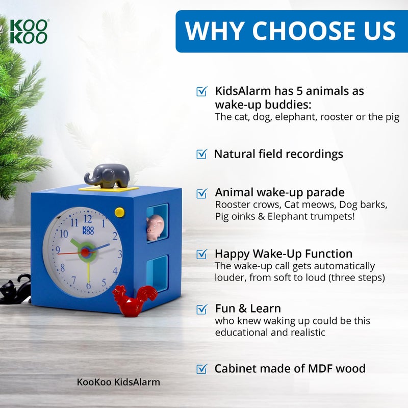 KOOKOO KidsAlarm Blue, with 5 Different Farm Animals and Their Wake-up Calls (Natural Field Recordings) - Image 4
